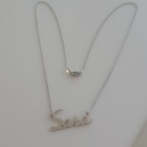 Sterling silver "Sara" nameplate with chain